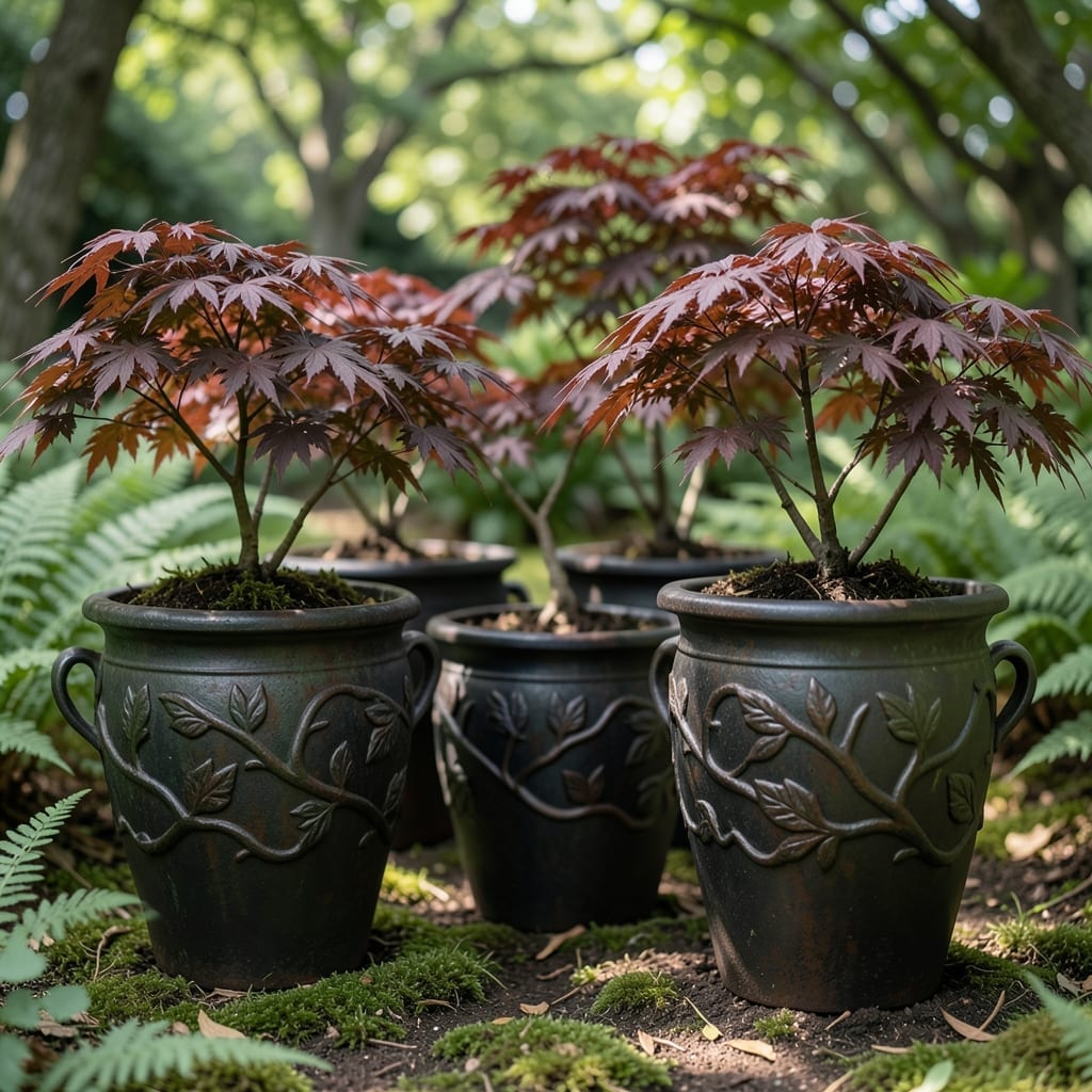 Cast Iron Leaf-Pattern Pots