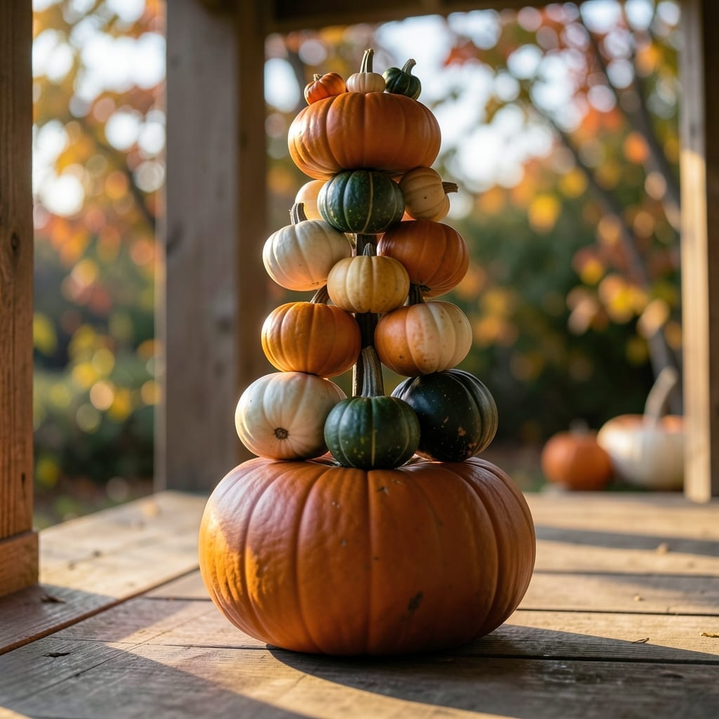 Stacked Pumpkin Tower Display