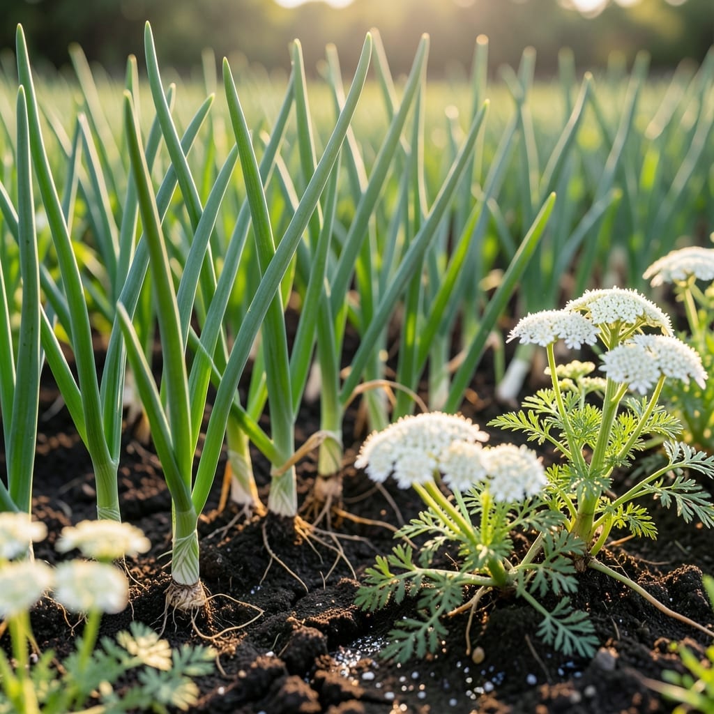 Onions Thrive with Yarrow