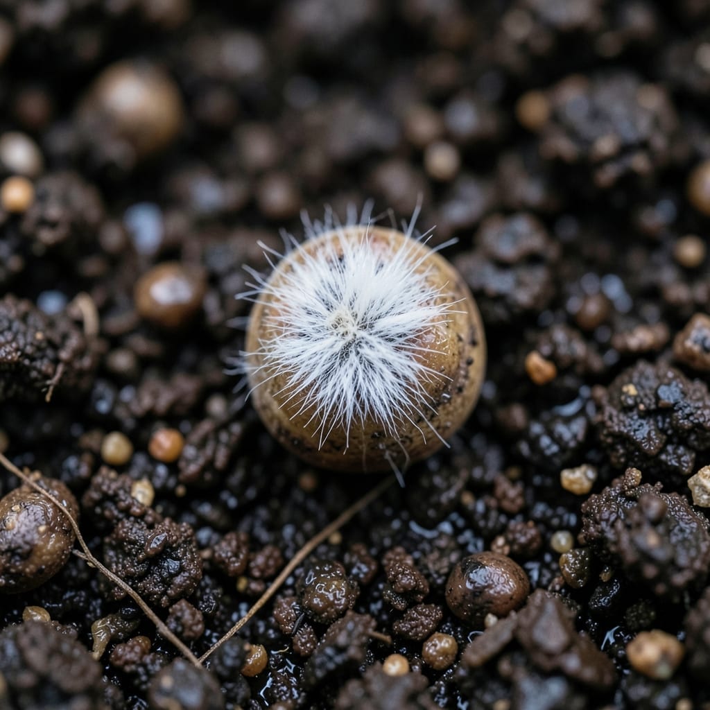White Fuzzy Mold on Seed Coats