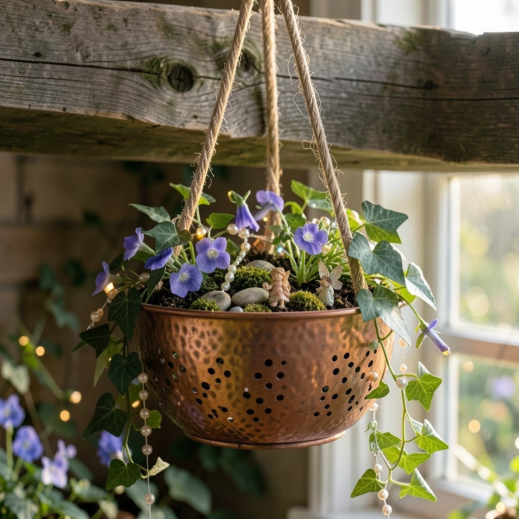 Colander Fairy Hanging Garden