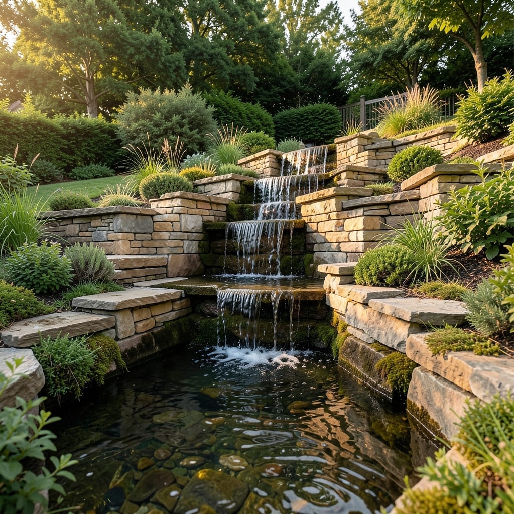 Tiered Water Feature Installation