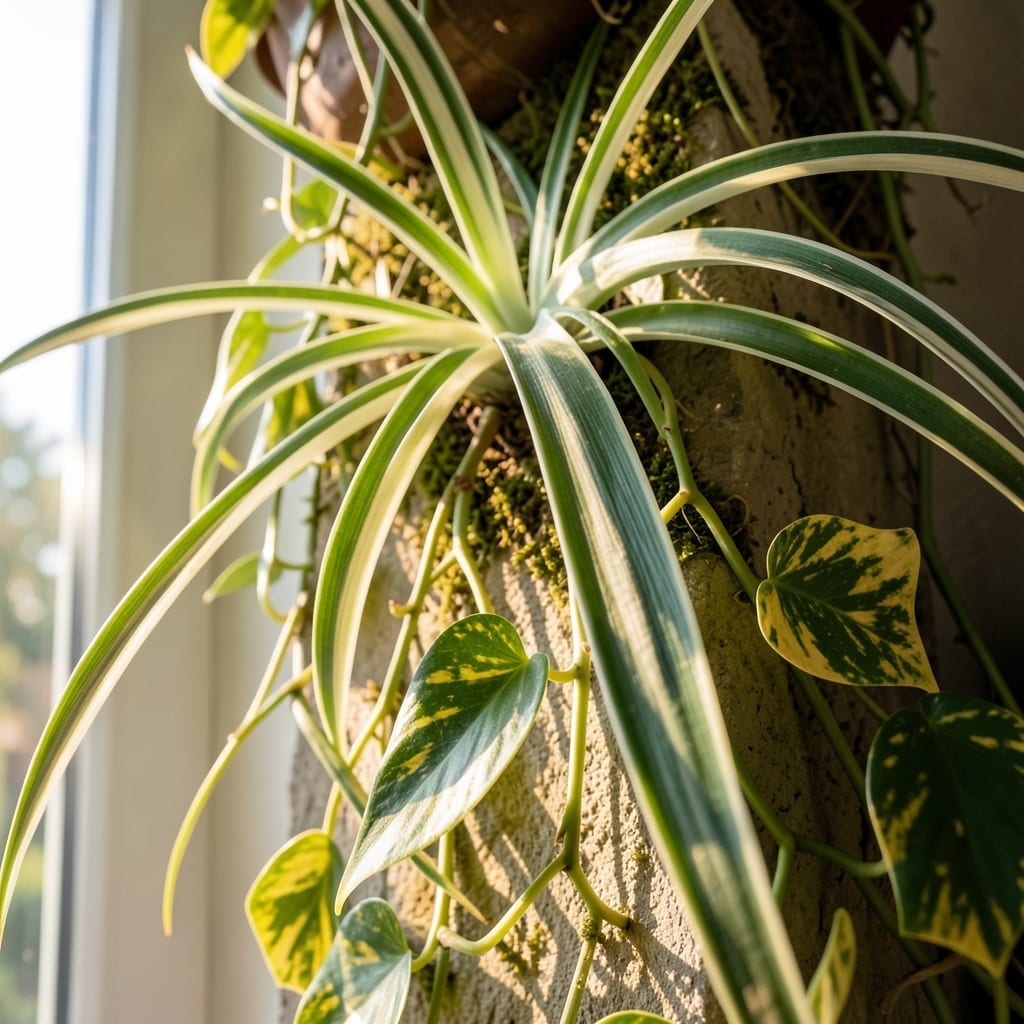 Spider Plant and Golden Pothos