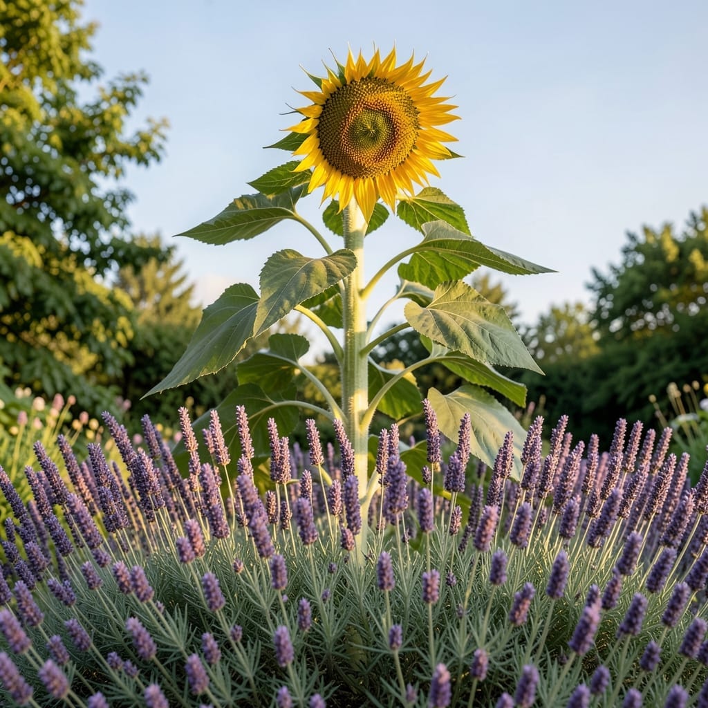 Giant Sunflower with Grosso Lavender