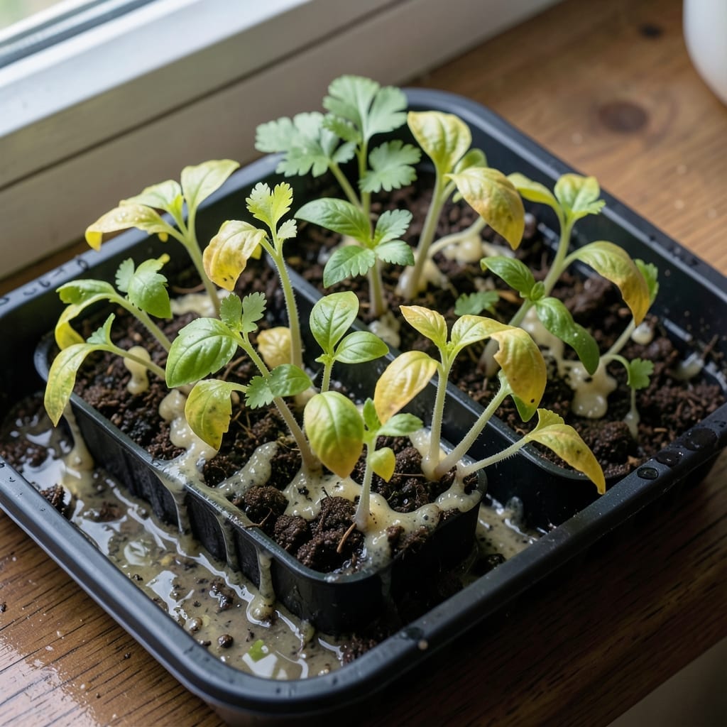 Slimy Mold on Seedling Stems
