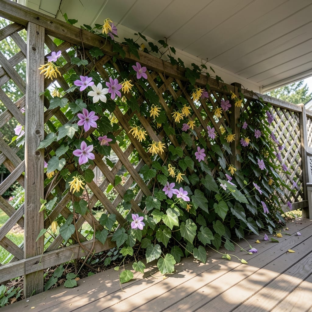 Privacy Screen with Climbing Vines