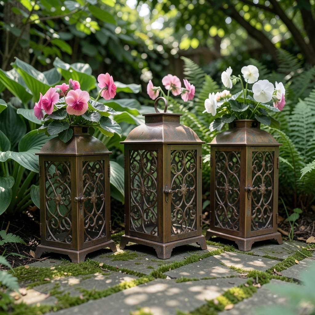 Metal Lantern-Style Planters