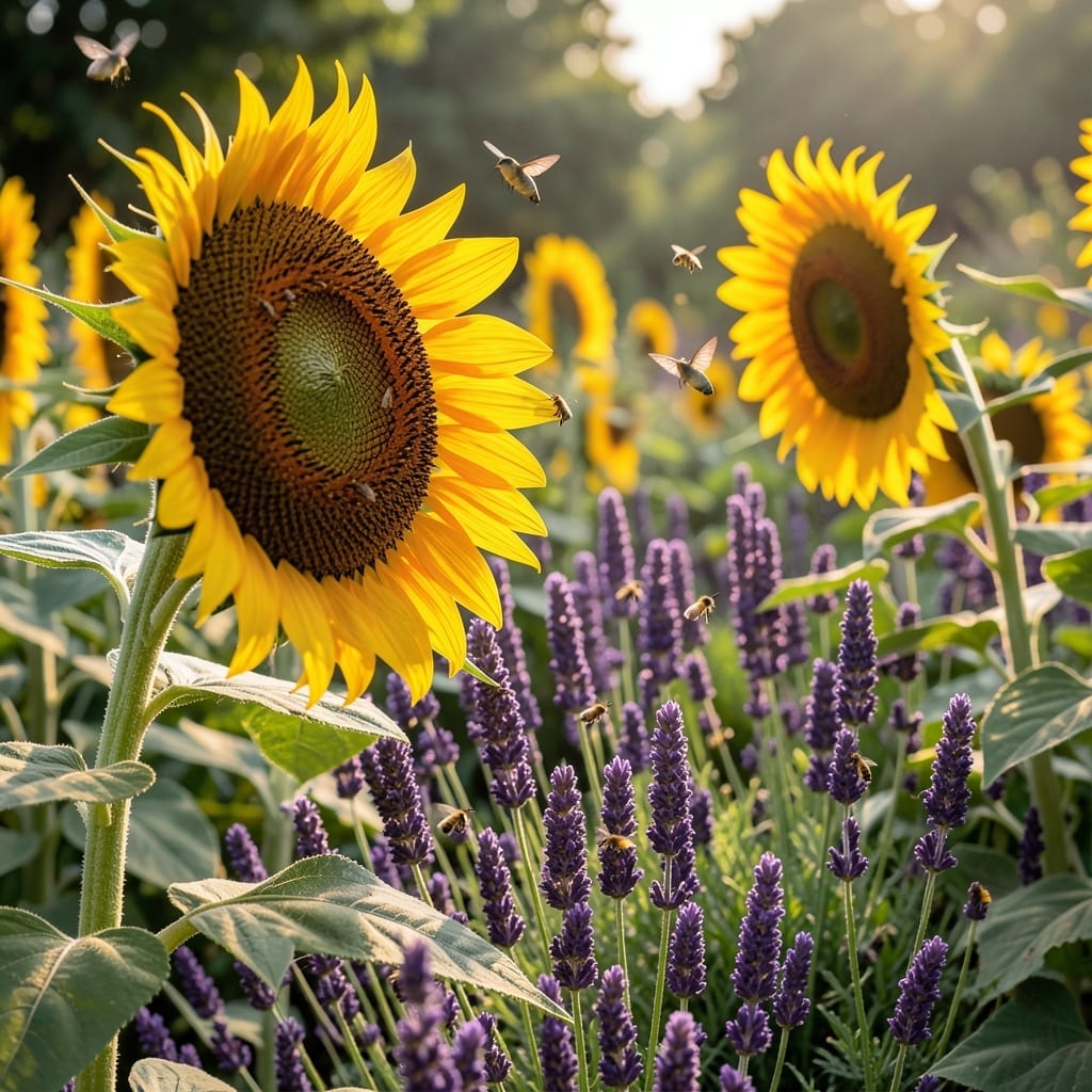 Black Oil Sunflower with Spanish Lavender