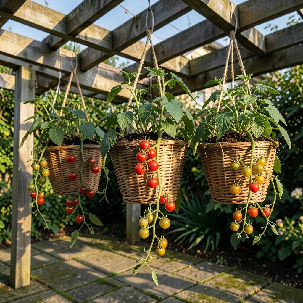 Cherry Tomatoes in Hanging Baskets
