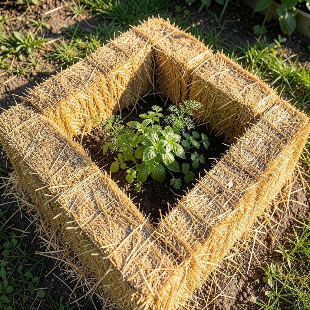 Straw Bale Herb Garden