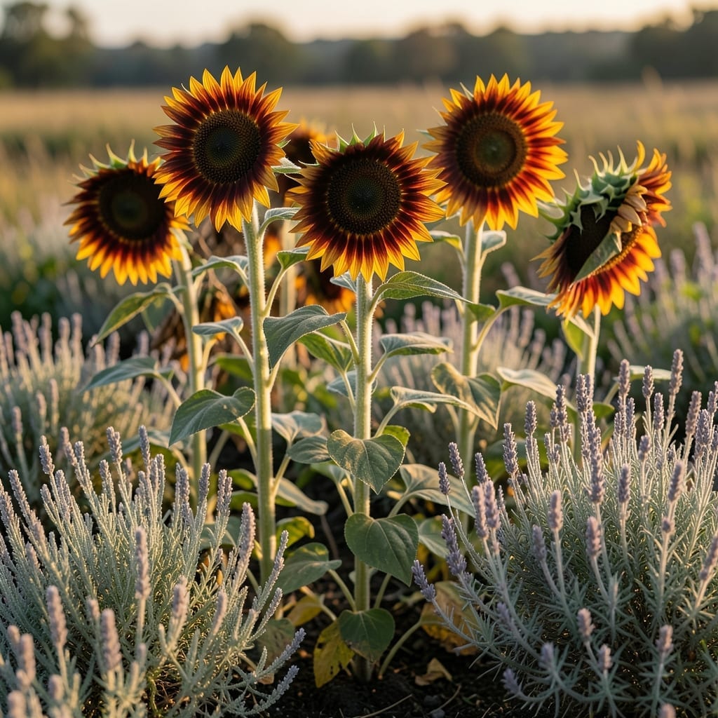 Autumn Beauty Sunflower with Munstead Lavender
