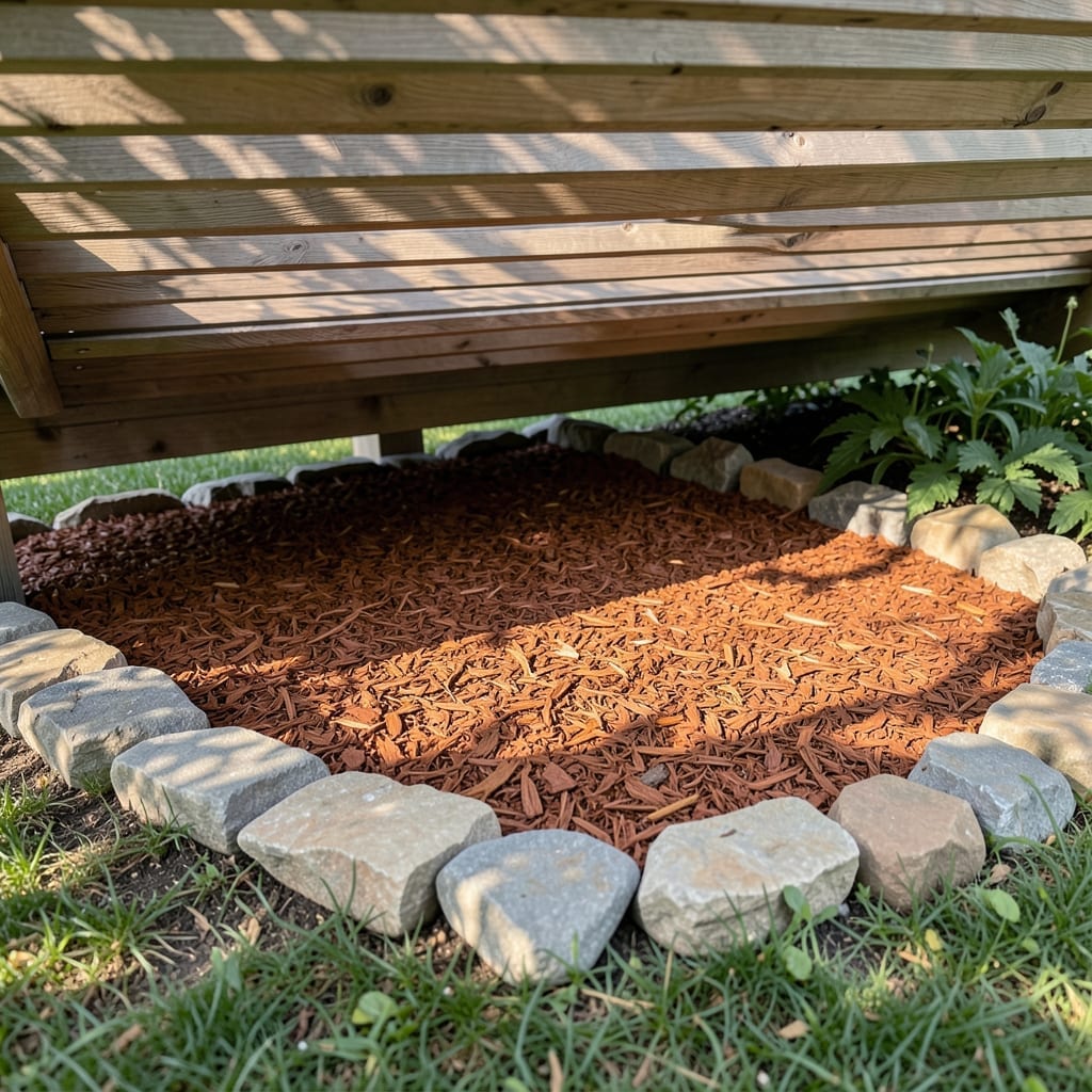 Decorative Mulch and Rock Border