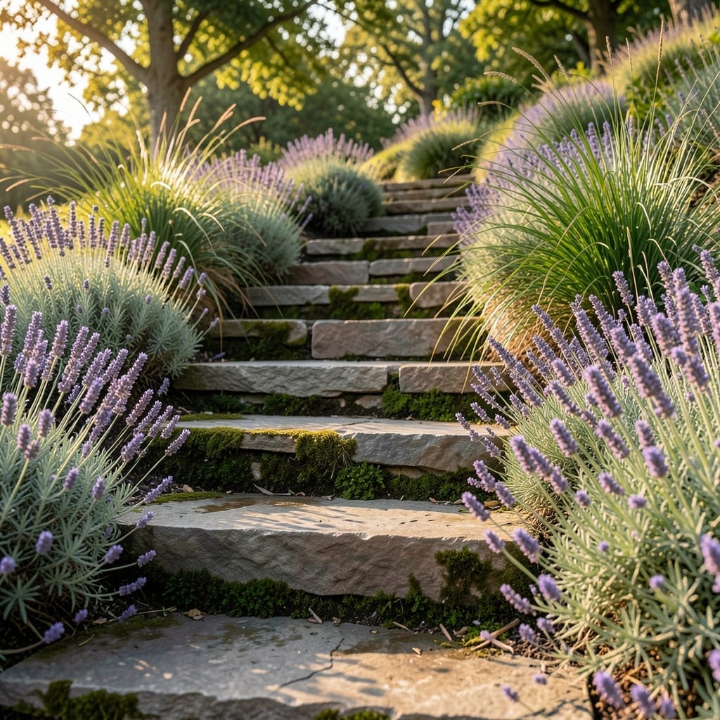 Staircase with Plant-Lined Path