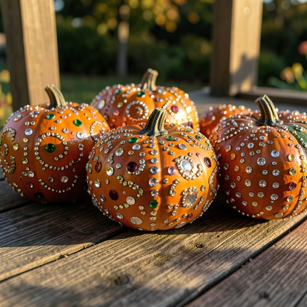 Glam Pumpkin with Rhinestone Accents