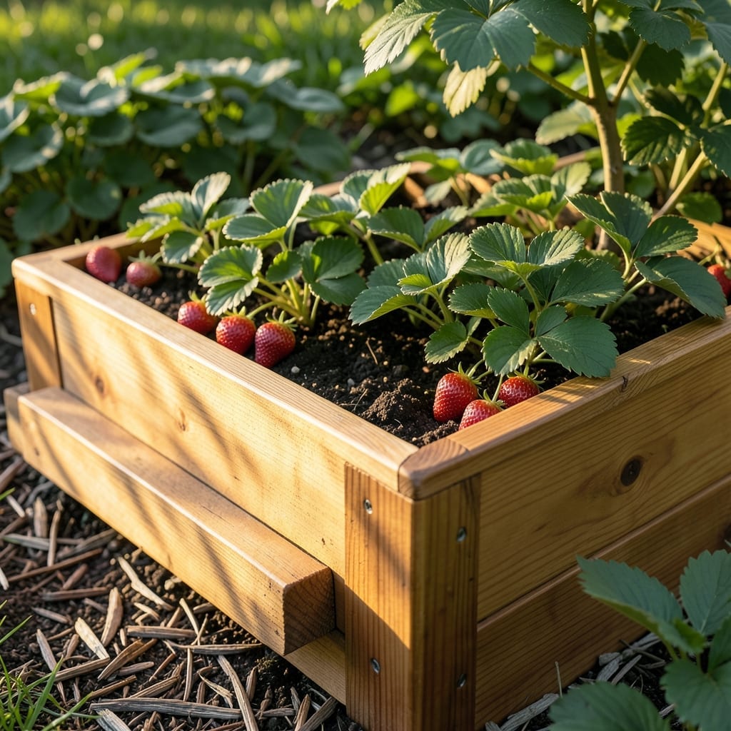 Raised Bed with Built-In Seating