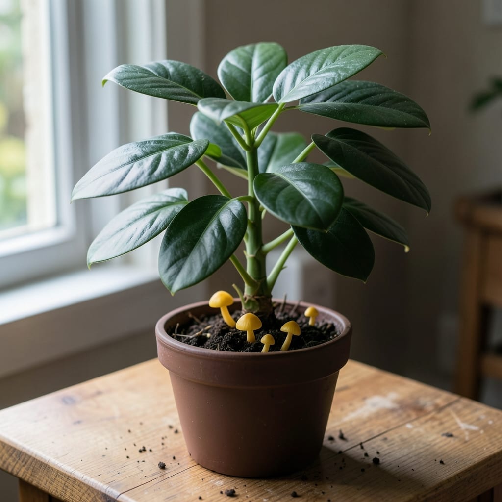 Yellow Mushrooms in Potted Plants: Fungal Growth Identification and Removal Yellow Mushrooms in Potted Plants: Fungal Growth Identification and Removal