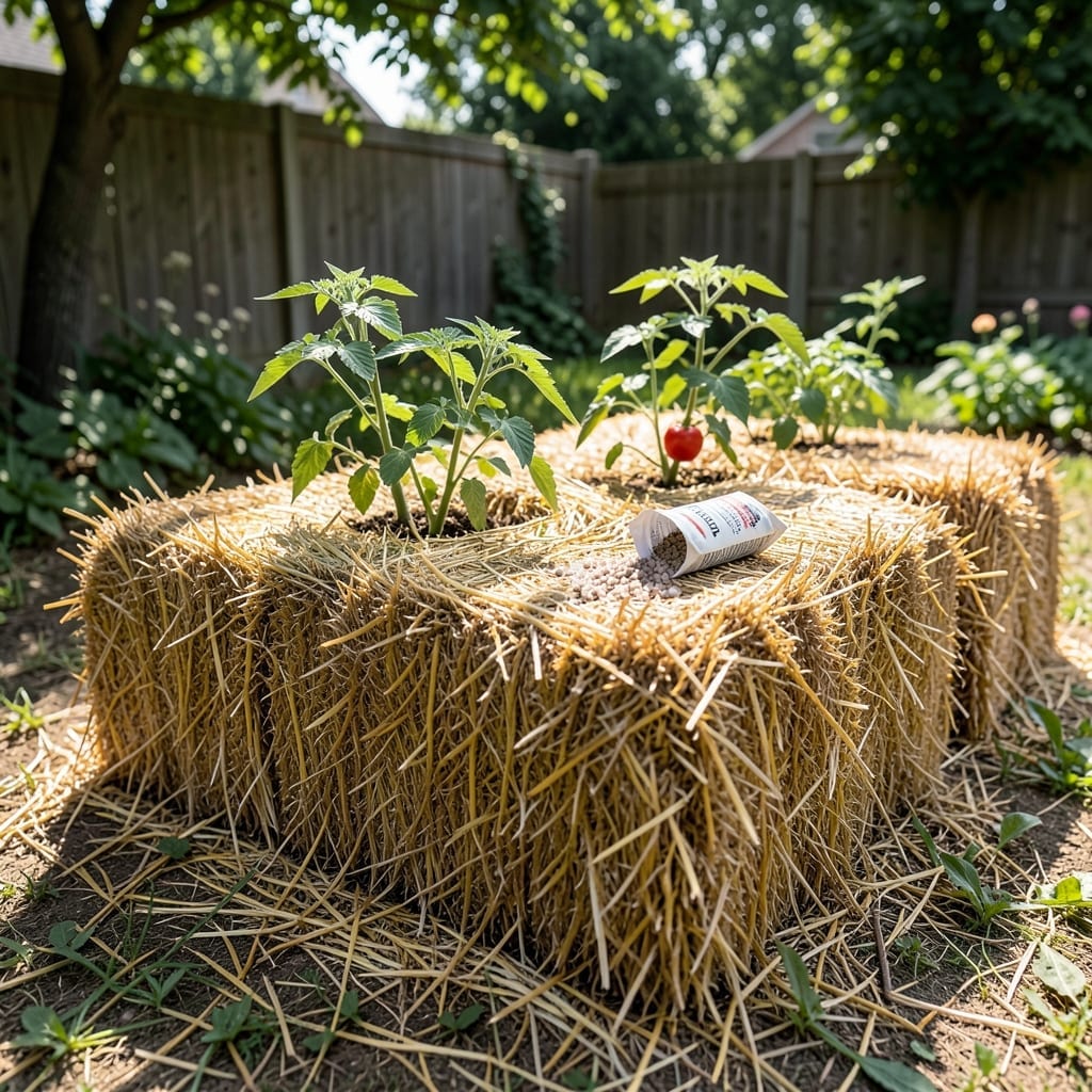 Straw Bale Tomato Garden