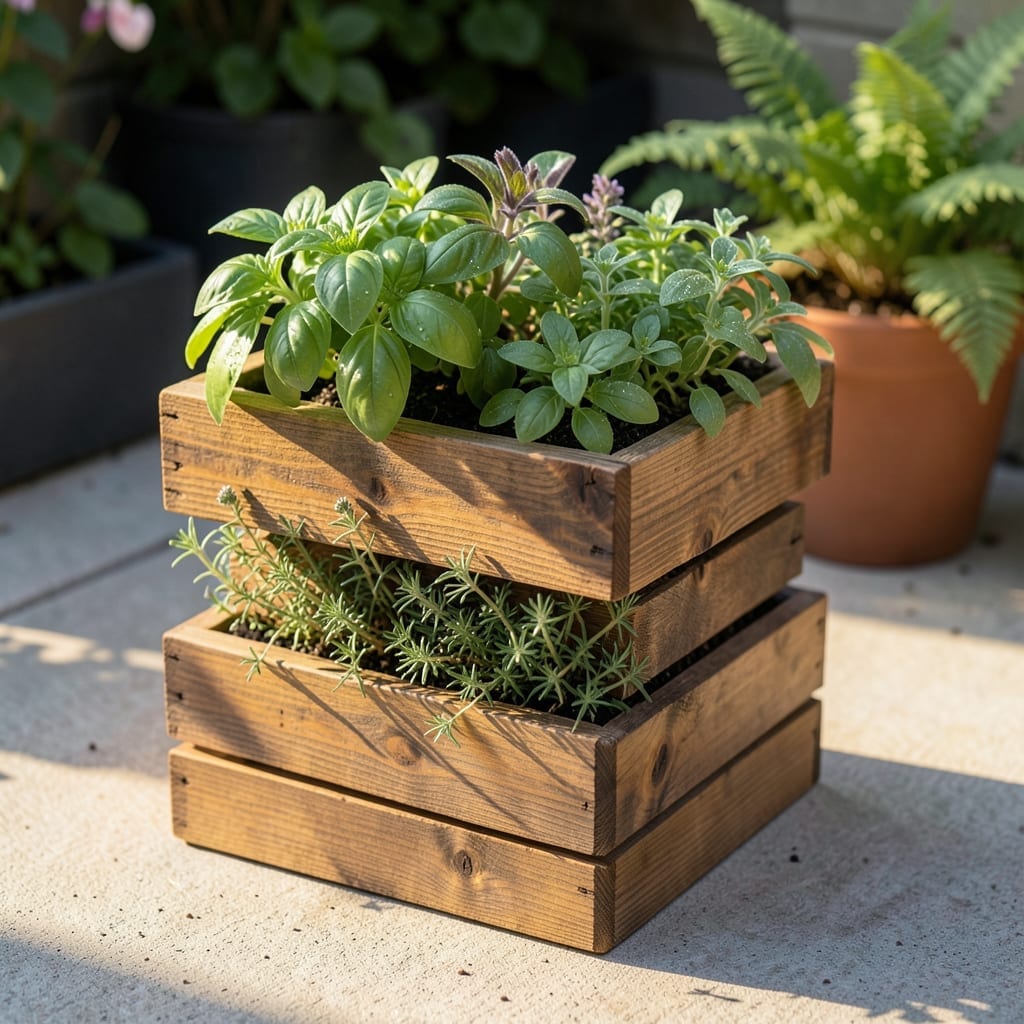 Tiered Wooden Herb Planter Box