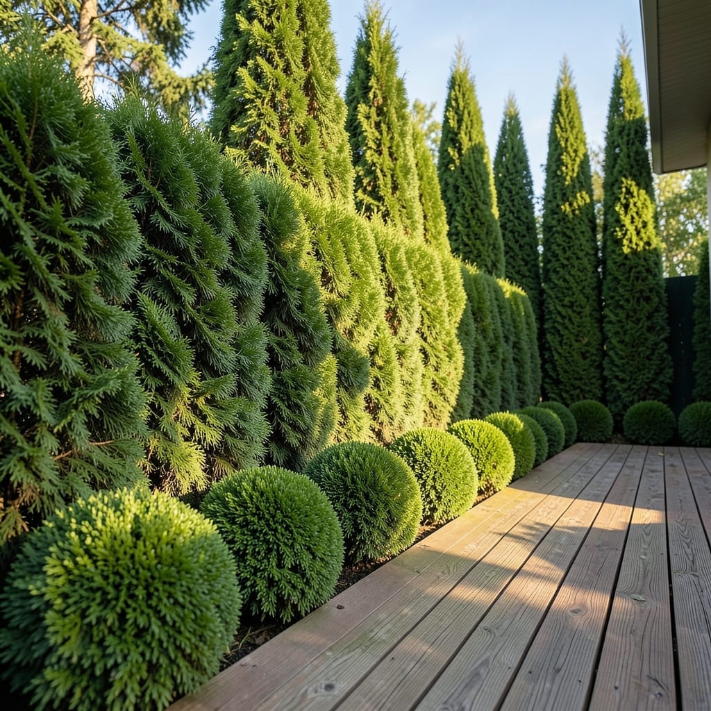 Evergreen Arborvitae Hedge
