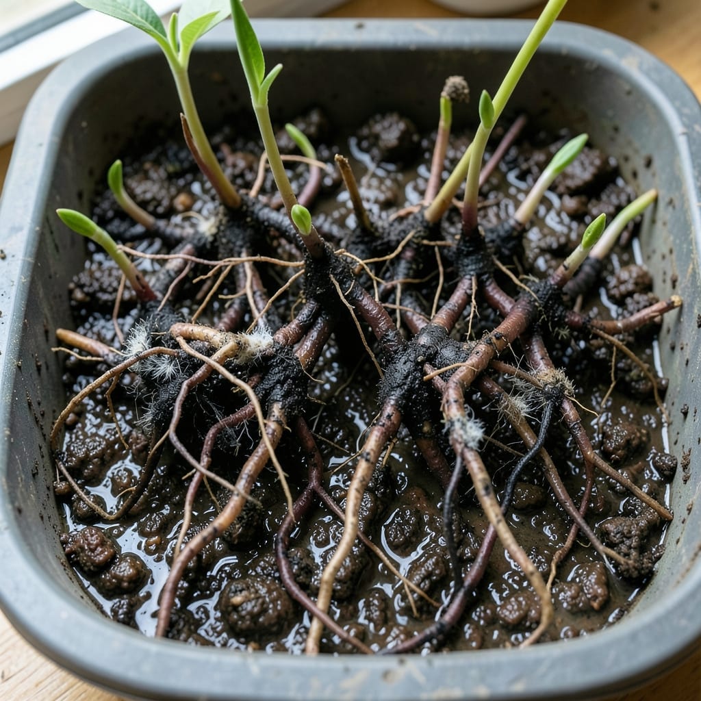 Root Rot Mold in Waterlogged Trays