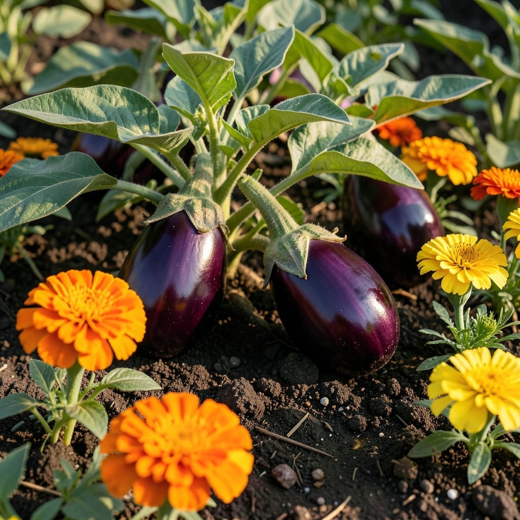 Eggplant and Marigold Duet