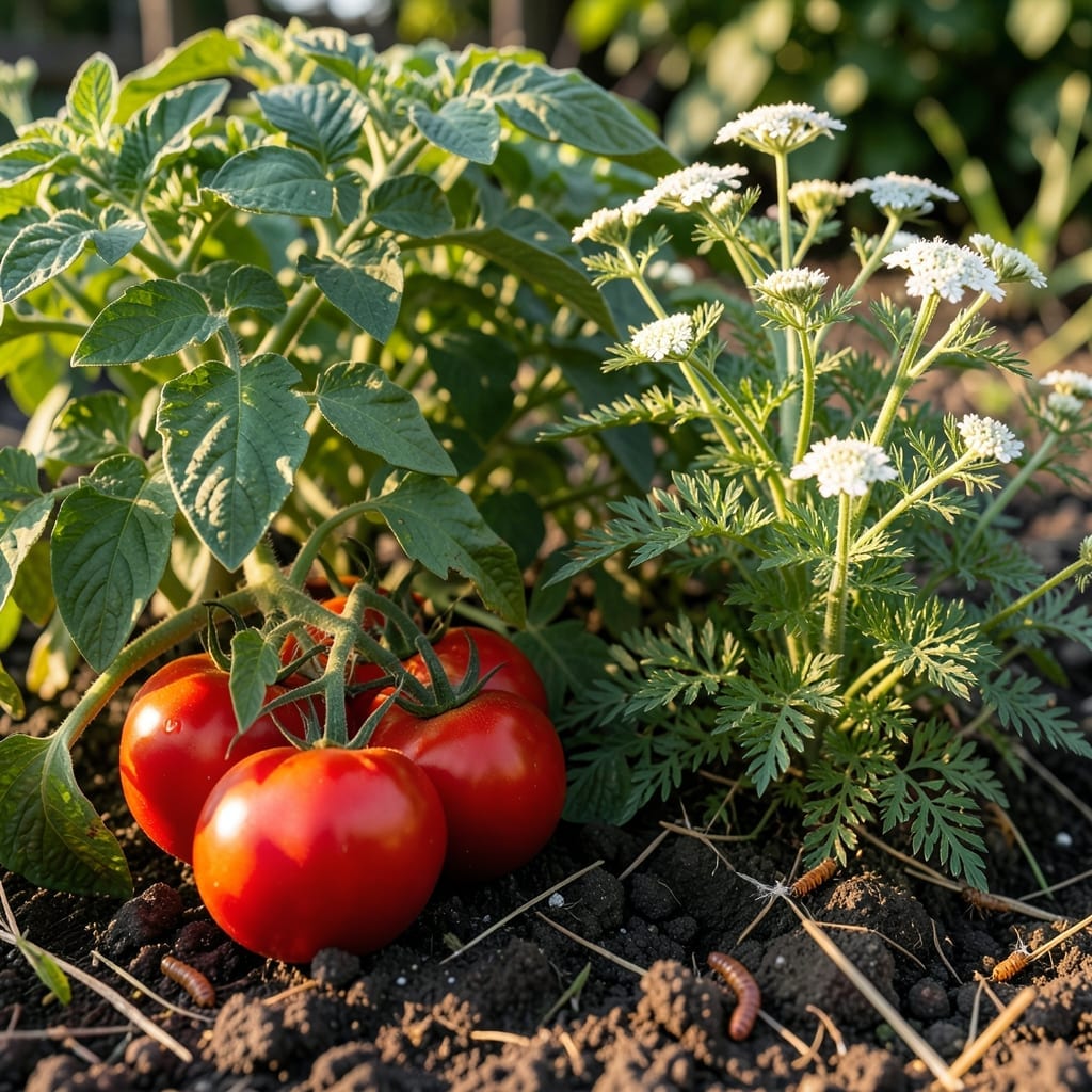 Tomatoes with Yarrow Support