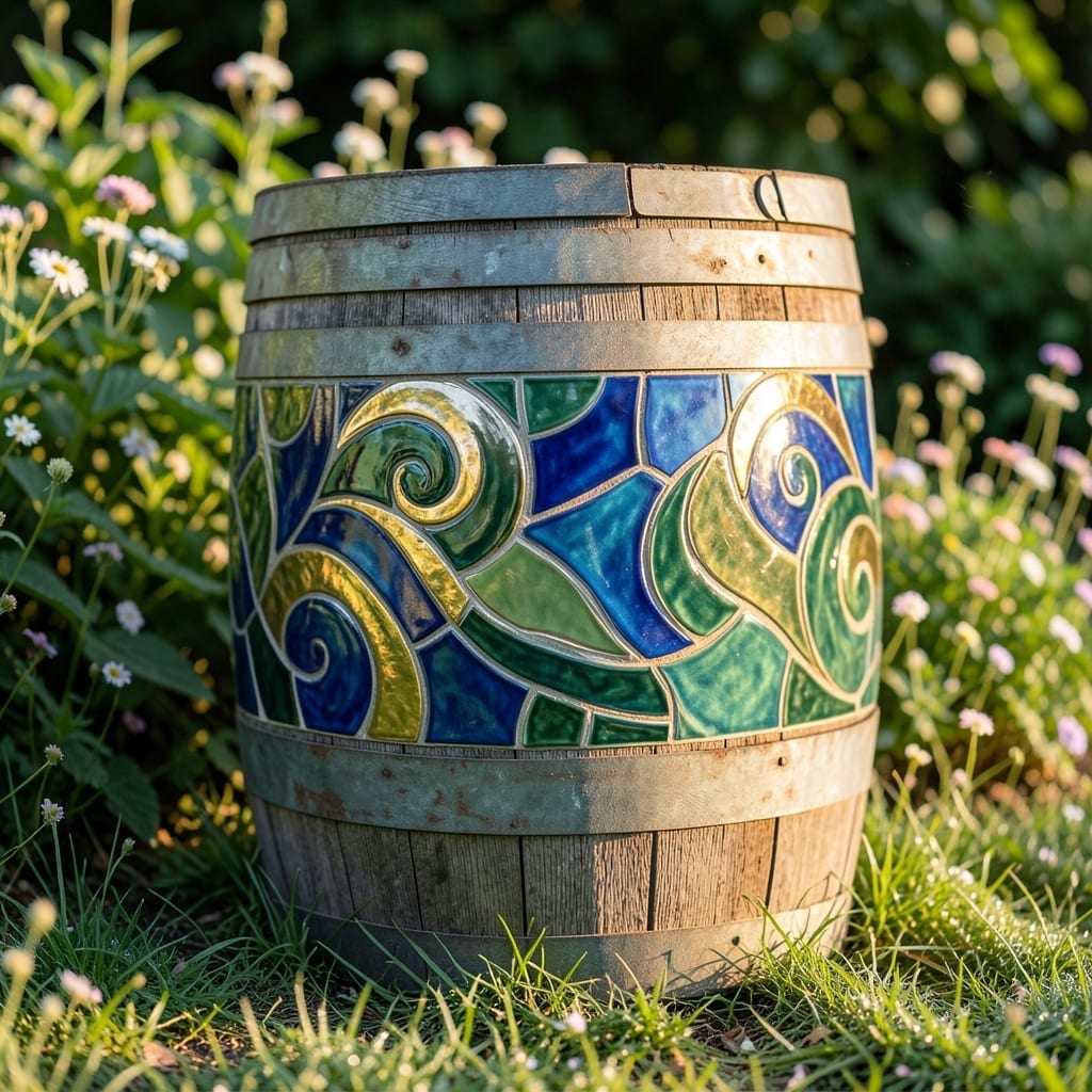 Mosaic Tile Rain Barrel