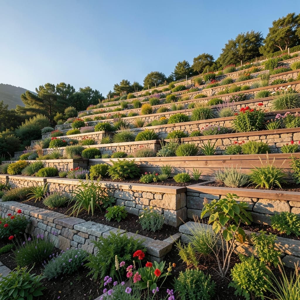 Terrace Gardens with Retaining Walls
