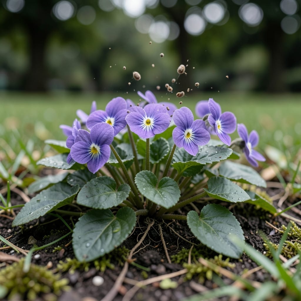 Violet Seed Pod Popping Mechanism