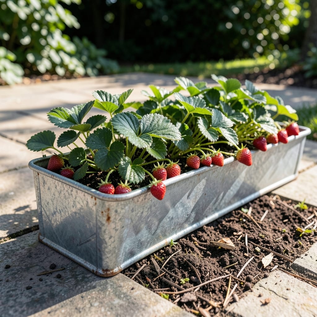 Strawberry Patch in a Trough