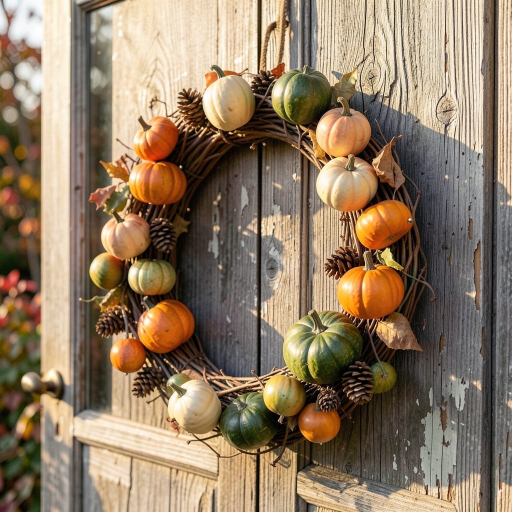 Pumpkin and Dried Flower Wreath
