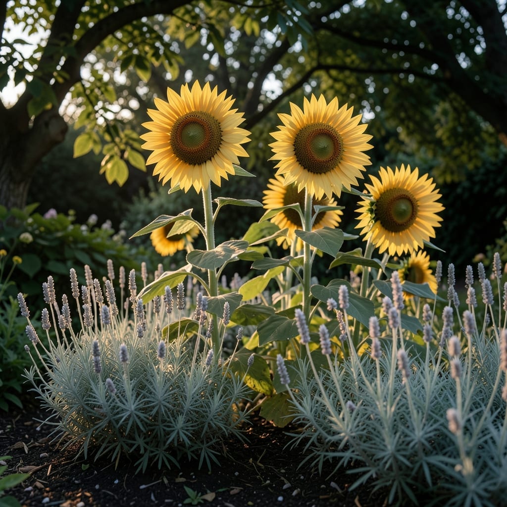 Lemon Queen Sunflower with White Lavender