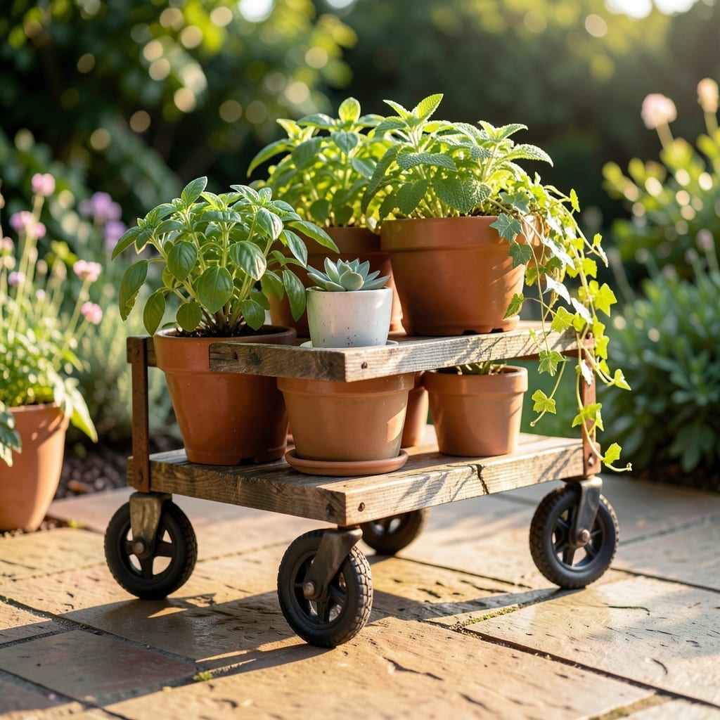 Rolling Plant Cart with Shelves