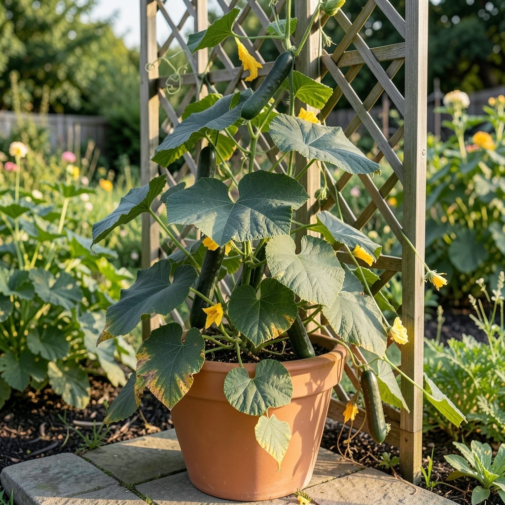 Yellow Leaves on Cucumber Plants in Containers: Nutrient Fix for Green Growth Yellow Leaves on Cucumber Plants in Containers: Nutrient Fix for Green Growth