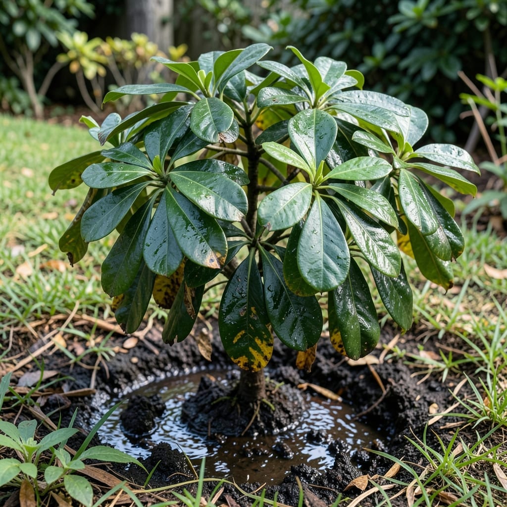 Overwatered Umbrella Plant: Yellowing Leaves and Root Rot Revival Overwatered Umbrella Plant: Yellowing Leaves and Root Rot Revival