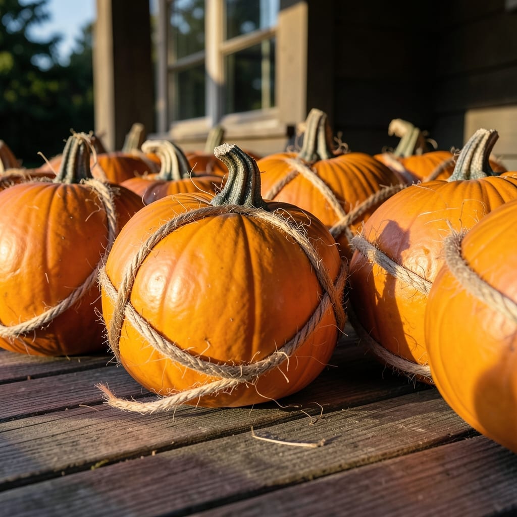 Rustic Twine-Wrapped Pumpkins