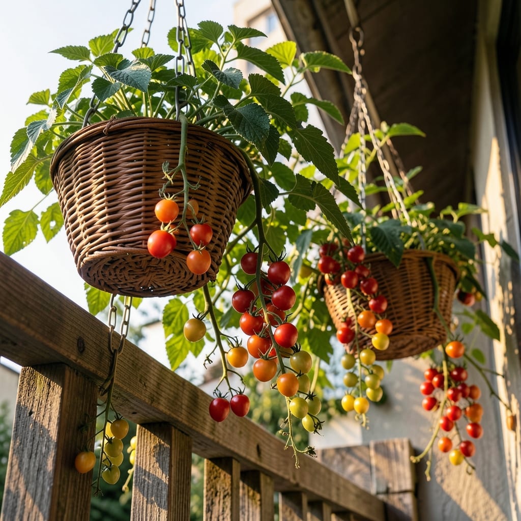 Cherry Tomatoes in Hanging Baskets