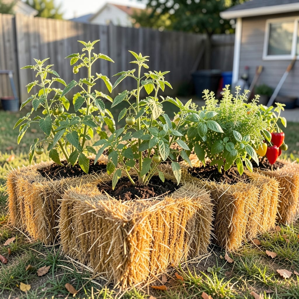 Straw Bale Salsa Plot