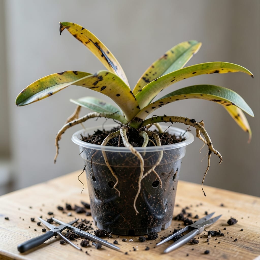 Root Rot Overwatered Orchid Leaves: Revive Yellowing Foliage Fast