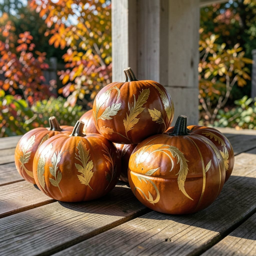 Metallic Gold Leaf Pumpkin Decor