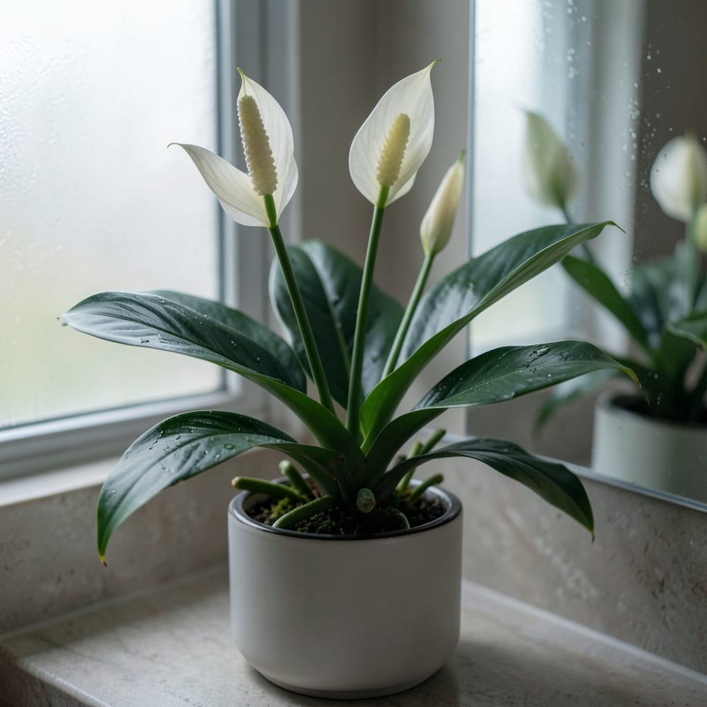 Peace Lily with White Blooms