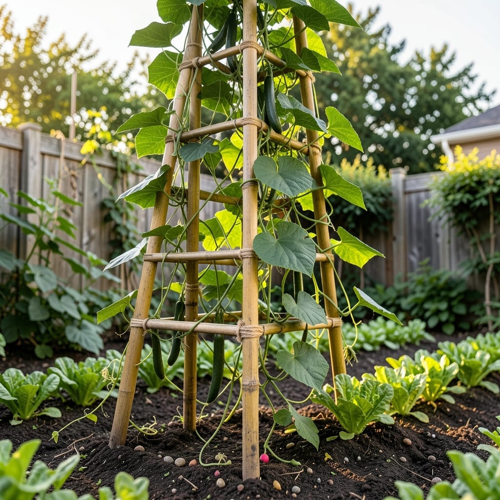 Trellis Cucumber and Bean Tower