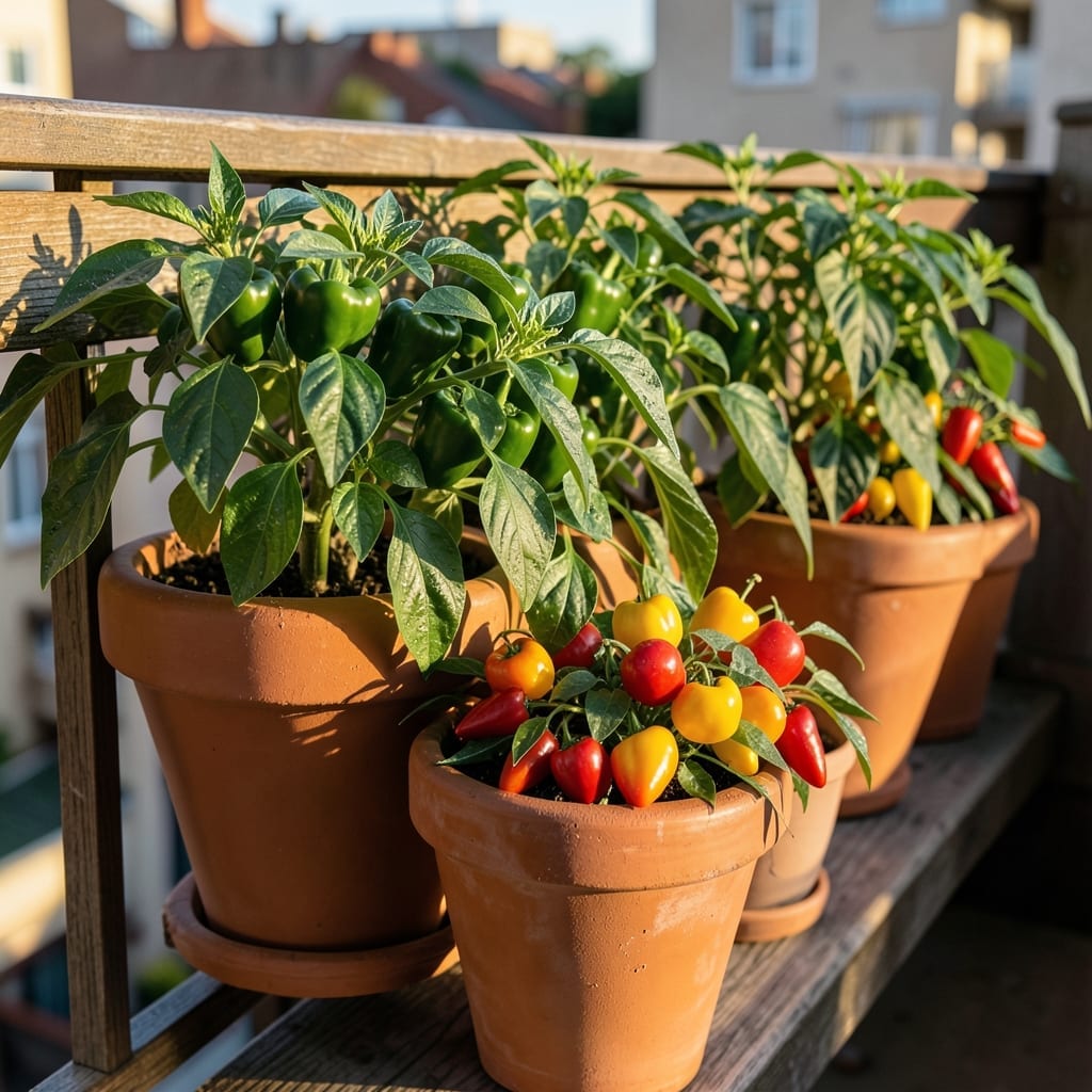 Peppers in Sunny Window Boxes