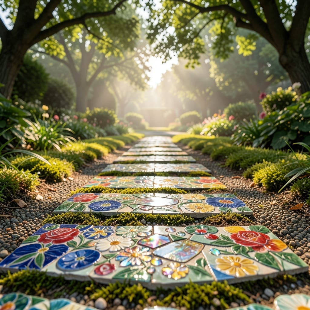 Mosaic Flower Stepping Stones