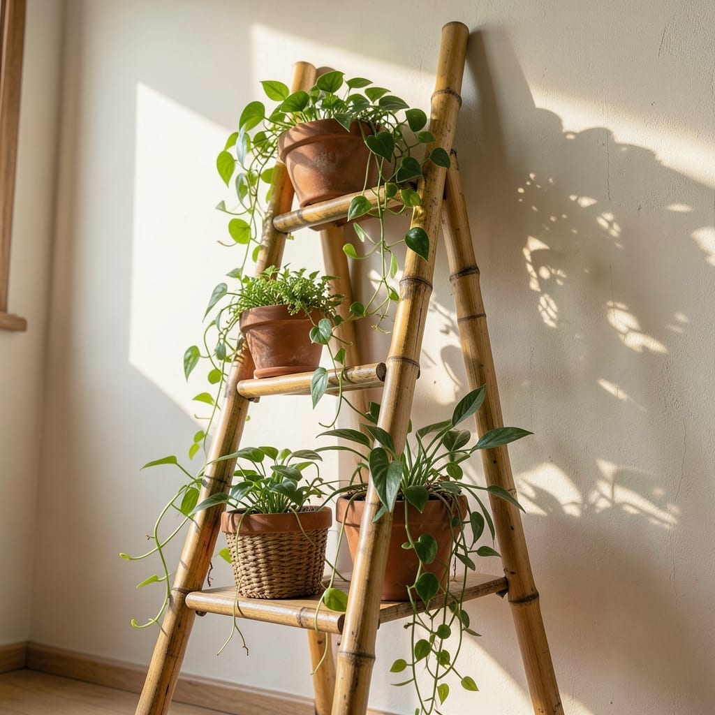 Bamboo Ladder Plant Stand