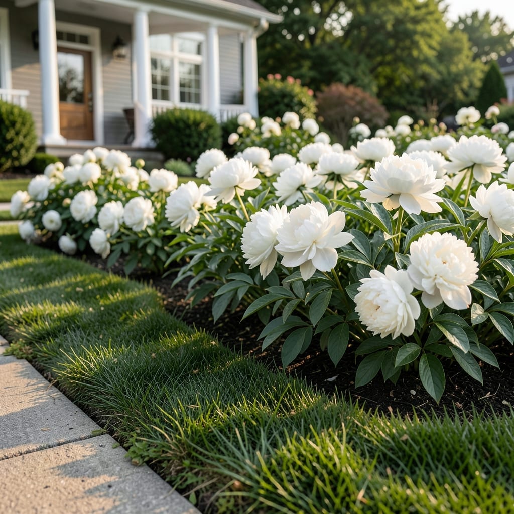 Monochromatic White Peony Display