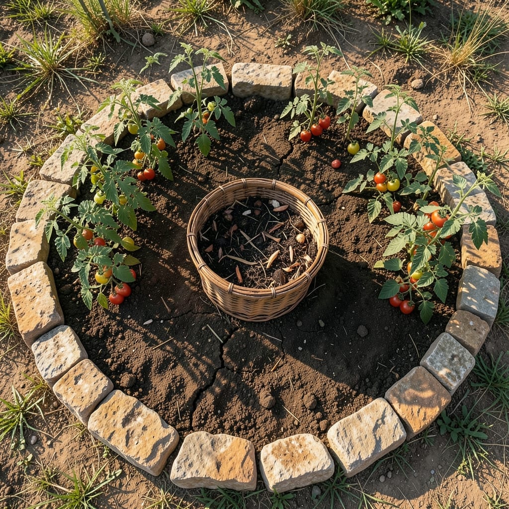 Keyhole Garden Tomato Patch