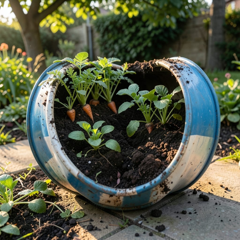 Plastic Barrel Cut Planters