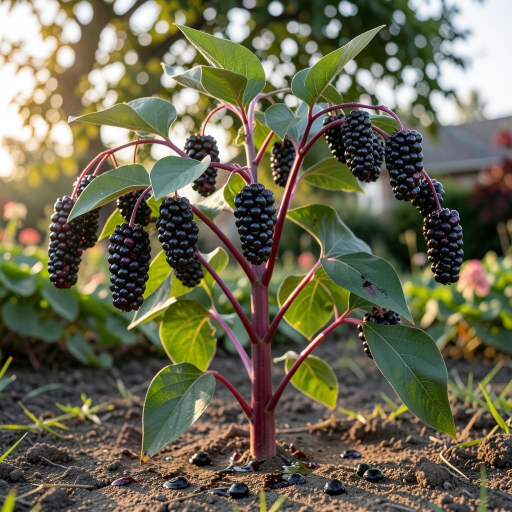 Pokeweed Berry Clusters