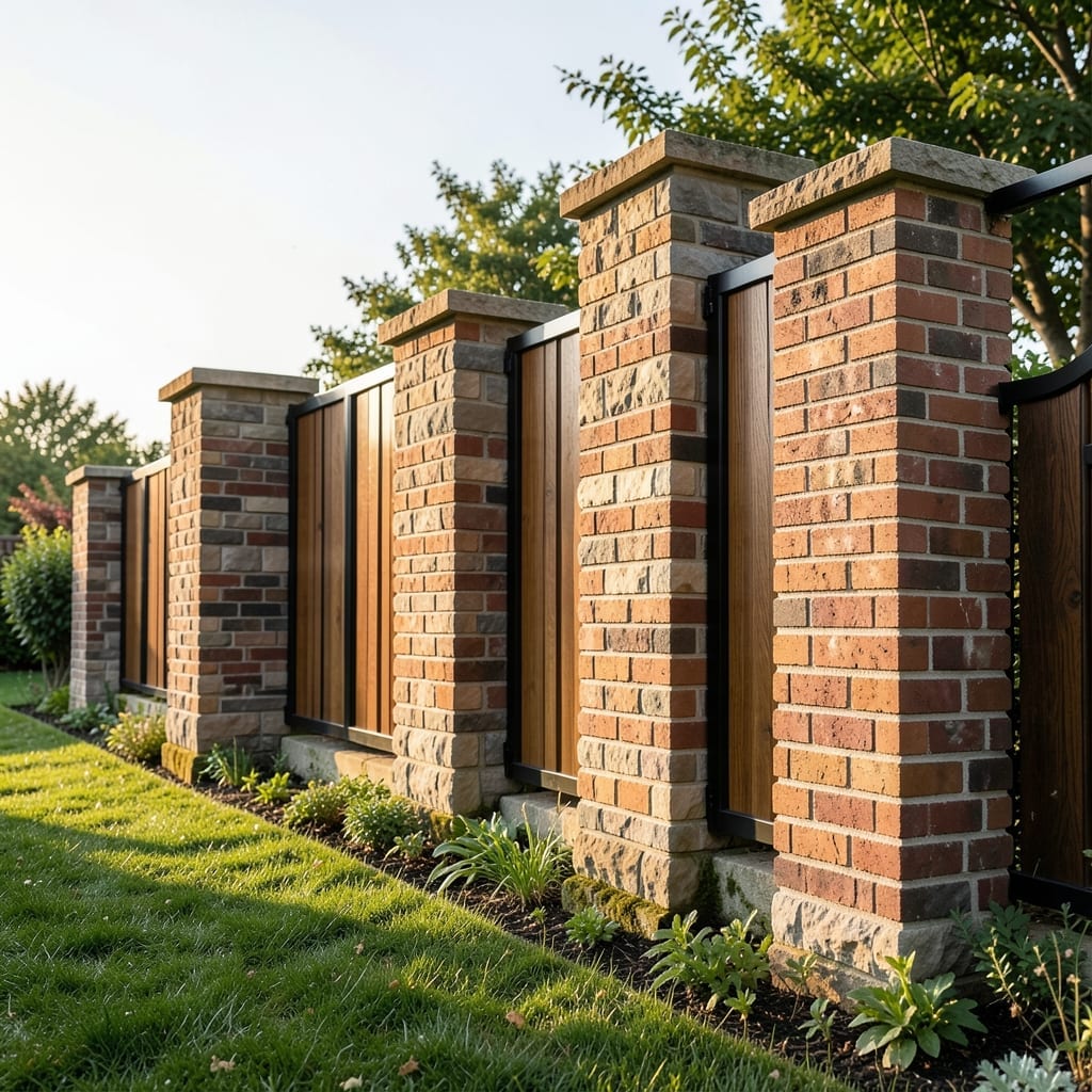 Stone or Brick Pillar Fence